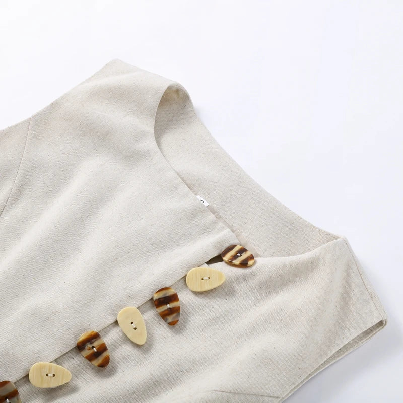 Cotton Linen Vest -Soft Solid Sets 2 Pieces