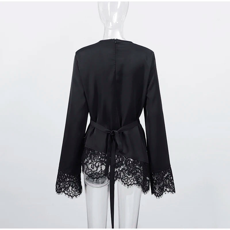 Slim Belted Waist-cinching Round Neck