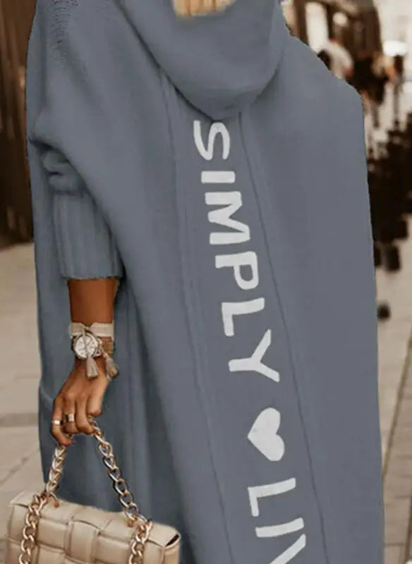 Hooded Cardigan - Letter Printed  Cardigan