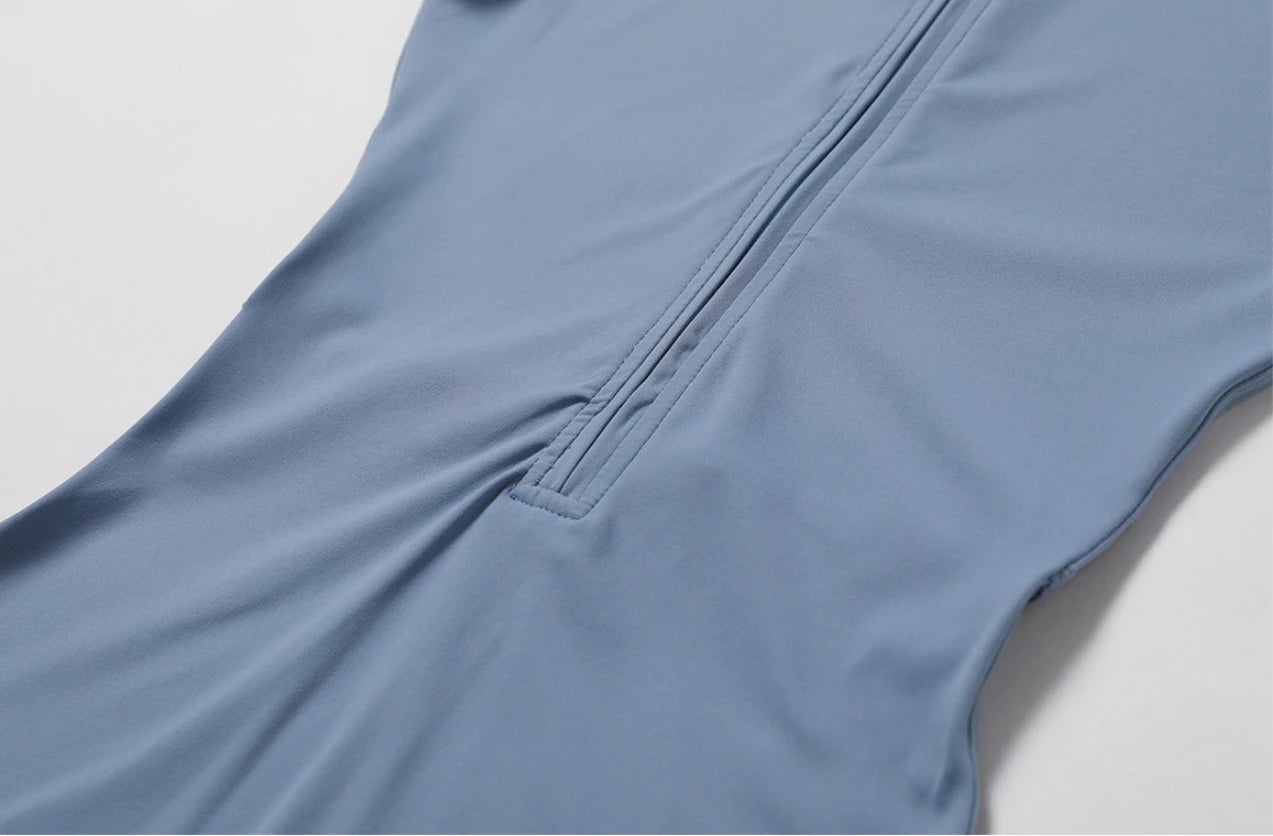 one-piece yoga suit with stand up collar