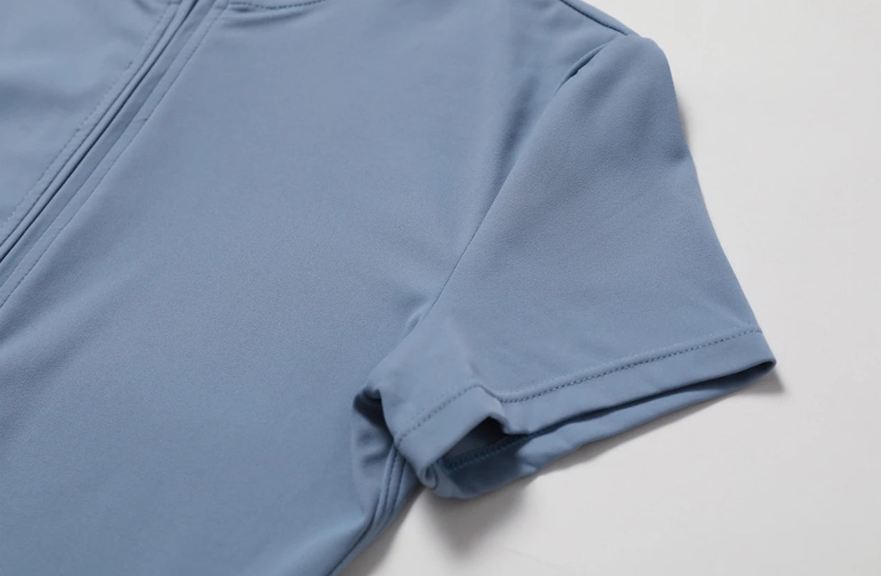 one-piece yoga suit with stand up collar