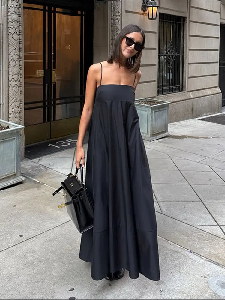Black Backless Sling Long Dress