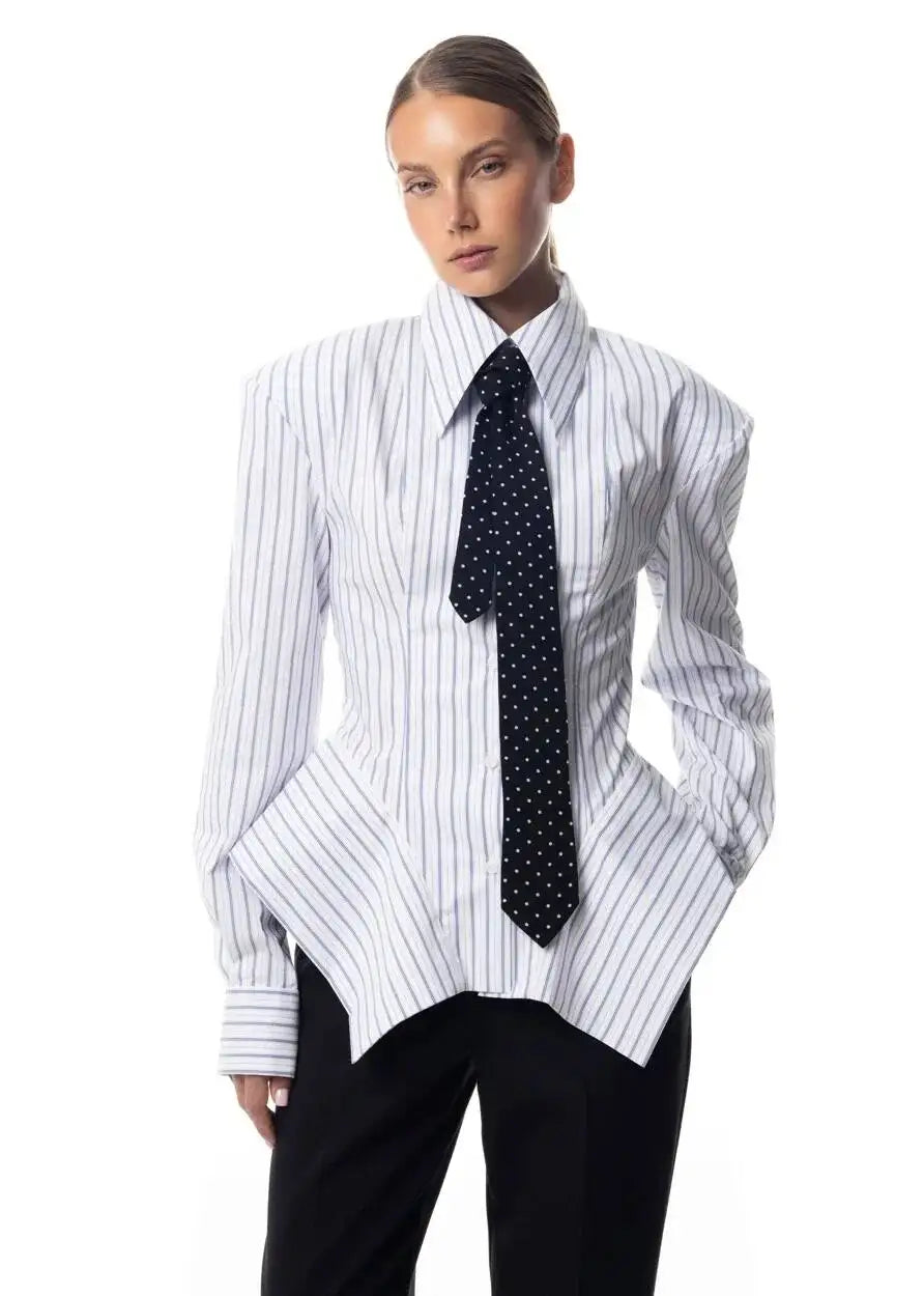 Asymmetrical Hem Shirt -Office Dat