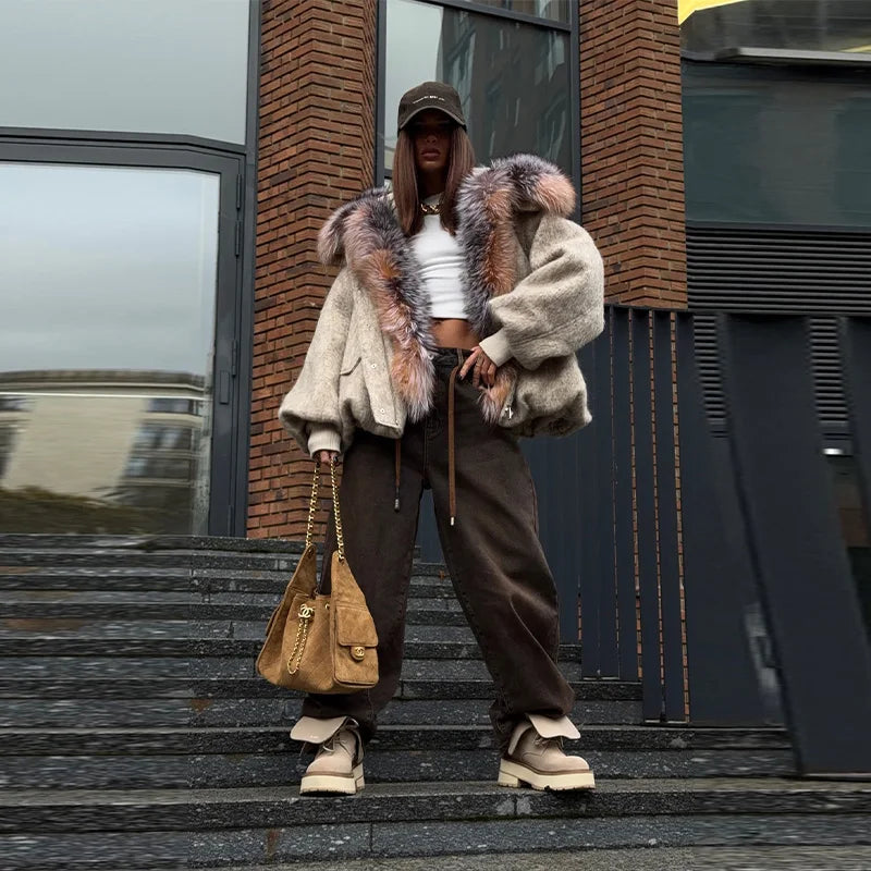 Collar Coat Oversized Winter Hooded Jacket