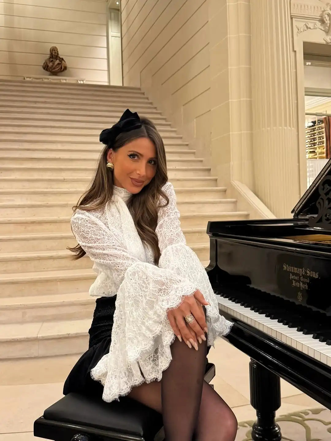 Lace Flared  Shirt Chic