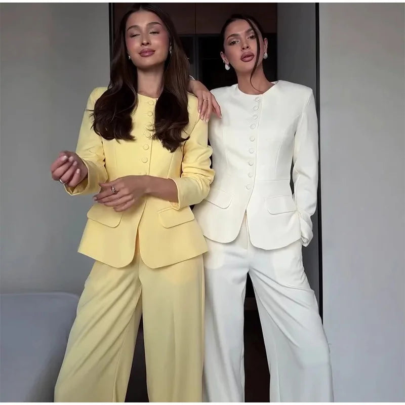 Button Coat- Long Pants Set