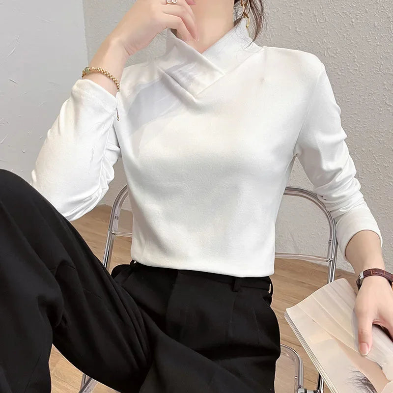Half High Collar  T-shirt Women's- Autumn Winter Slim