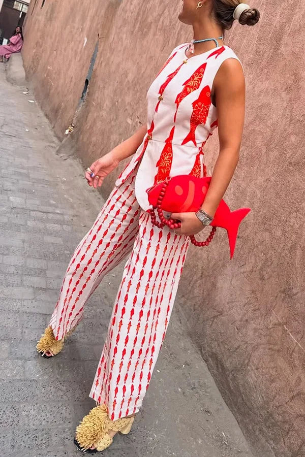 Cartoon Red Fish Set -Polyester Cotton