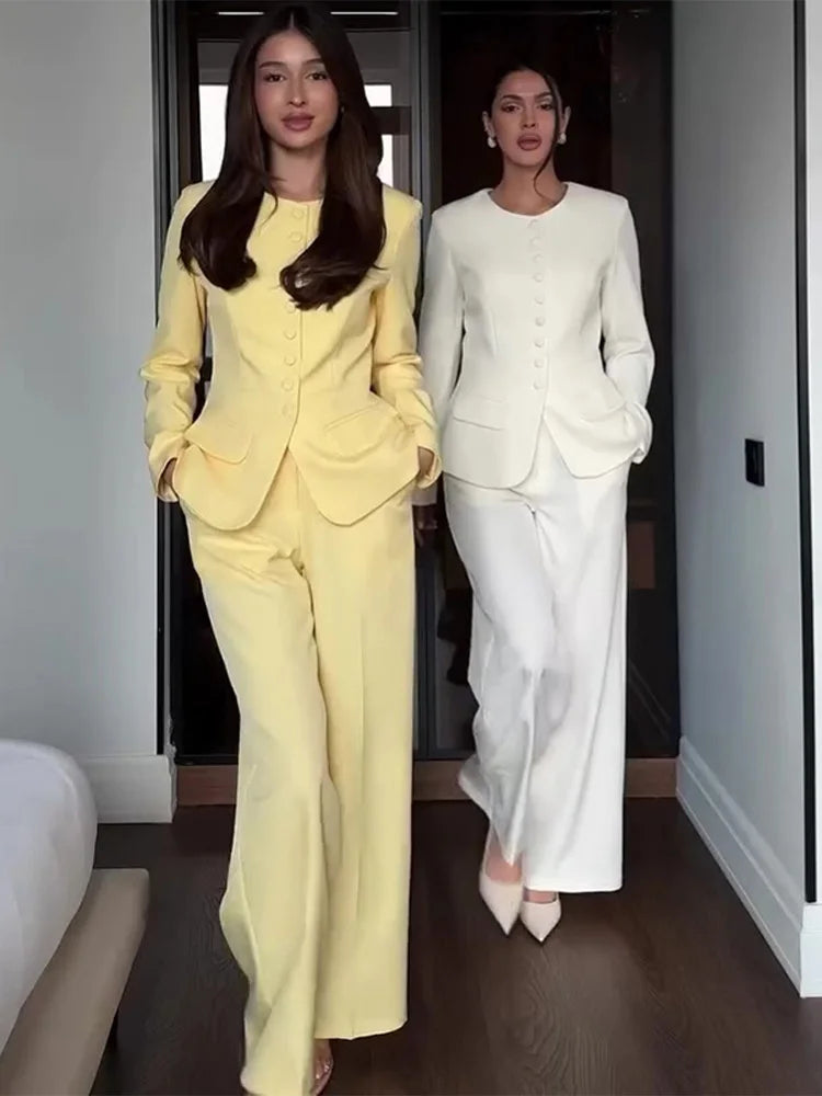 Button Coat- Long Pants Set