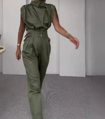 Two Piece Sets - Belt Decorative Pants Set