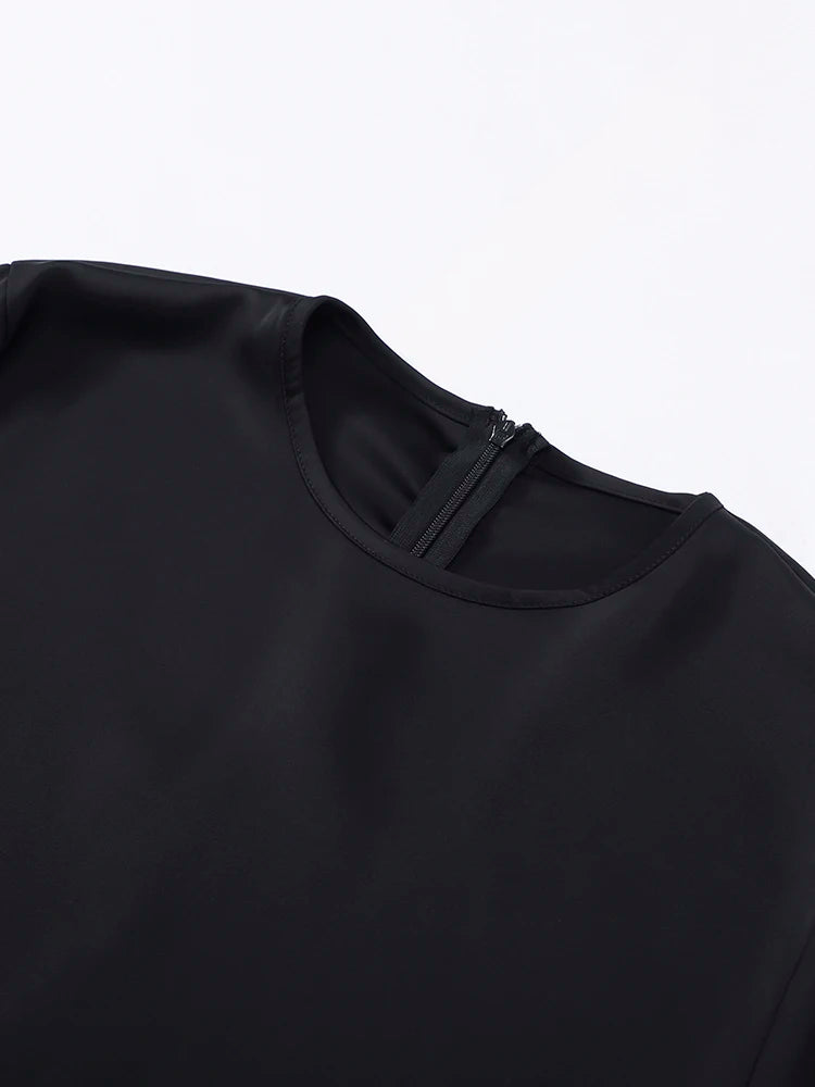Slim Belted Waist-cinching Round Neck