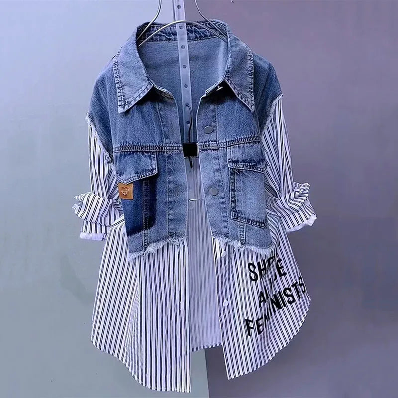 Fashion Denim Shirt Ladies Denim Jacket Spring Autumn