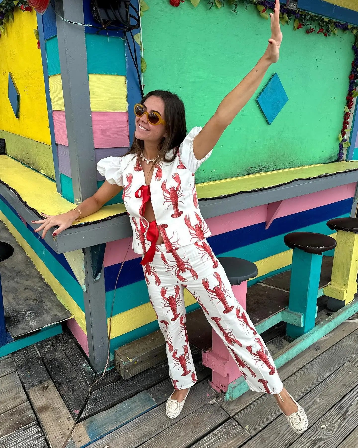 Cartoon Cray Printing Long Pants Set - Sets
