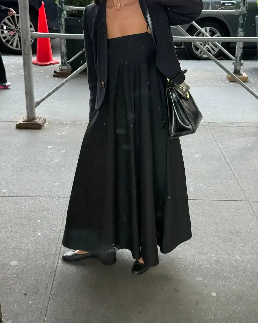 Black Backless Sling Long Dress