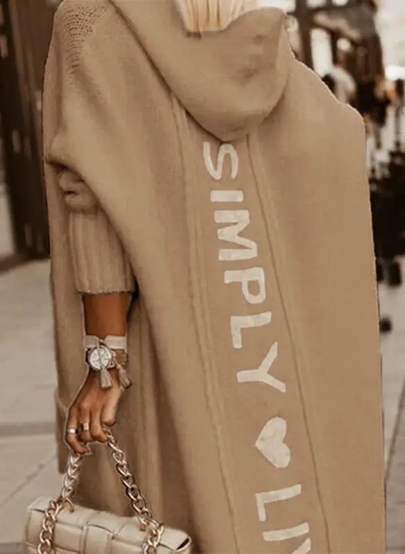 Hooded Cardigan - Letter Printed  Cardigan