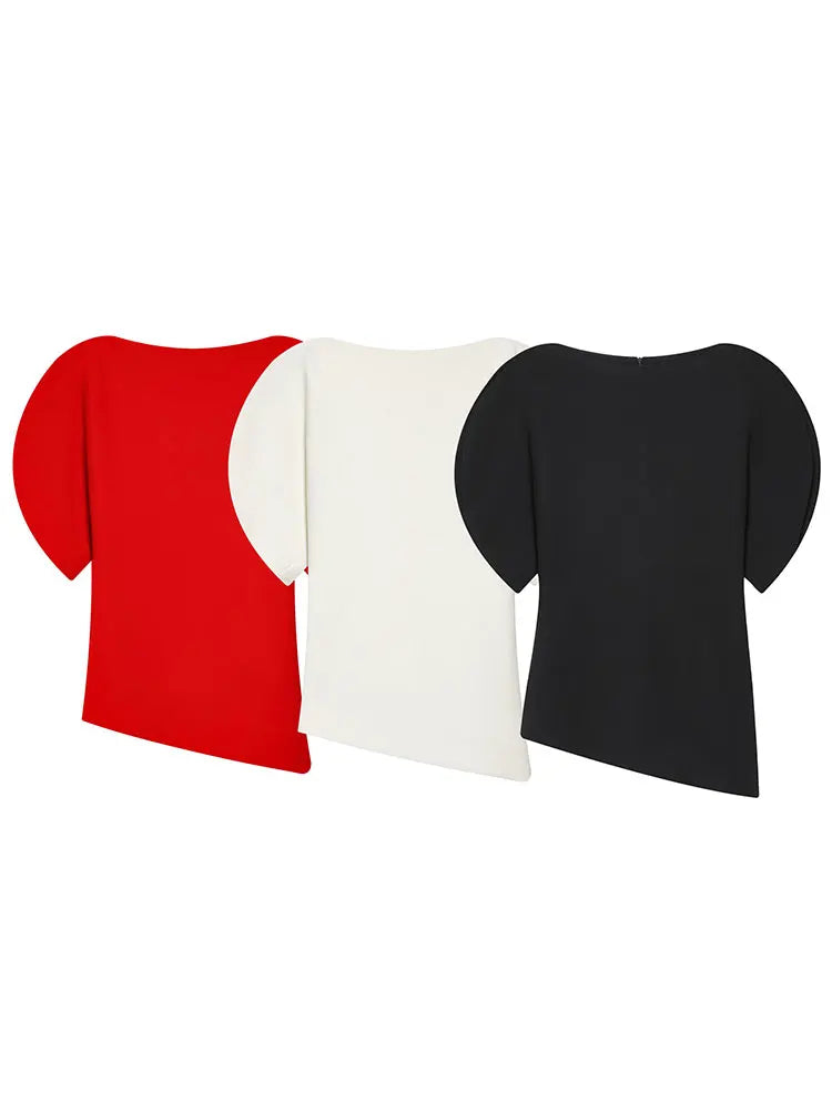 Puff Sleeve Blouse -Asymmetrical Hem