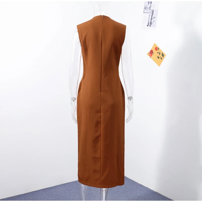 Elegant Dress - Pockets Slim Dress