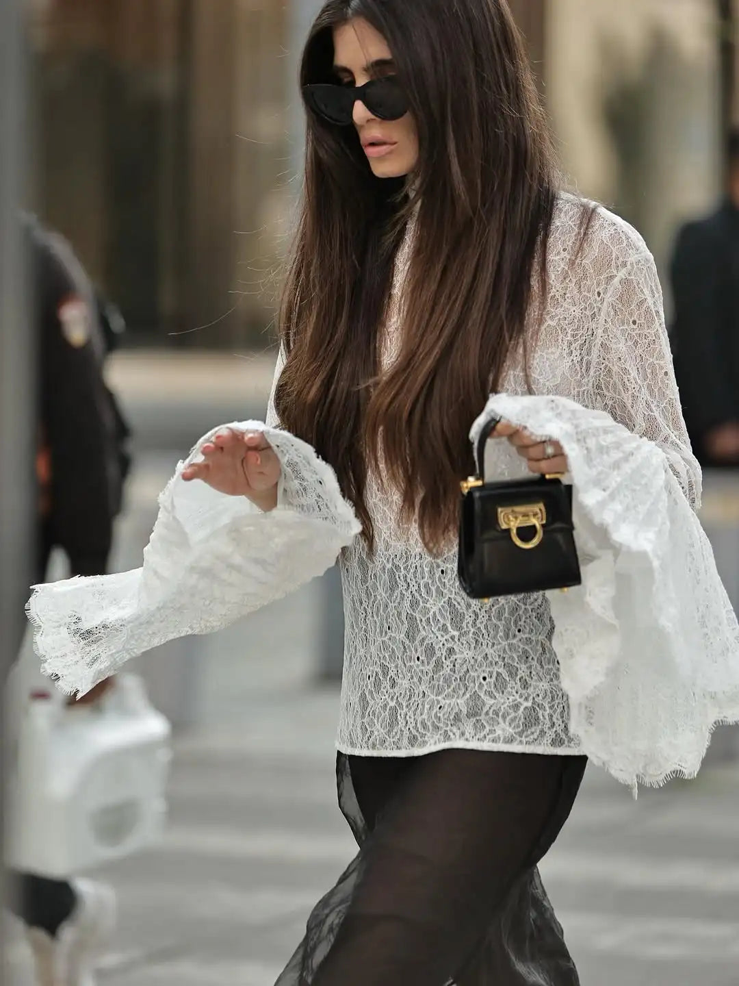 Lace Flared  Shirt Chic