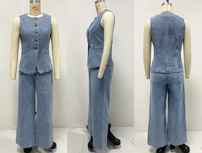 Retro Suit - Denim Vest Cotton