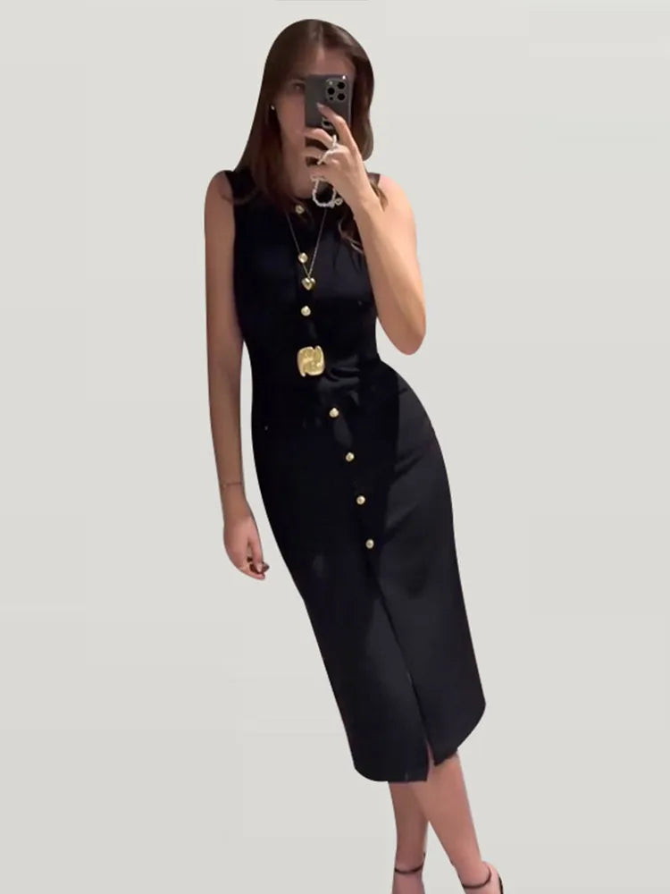 Elegant Dress - Pockets Slim Dress
