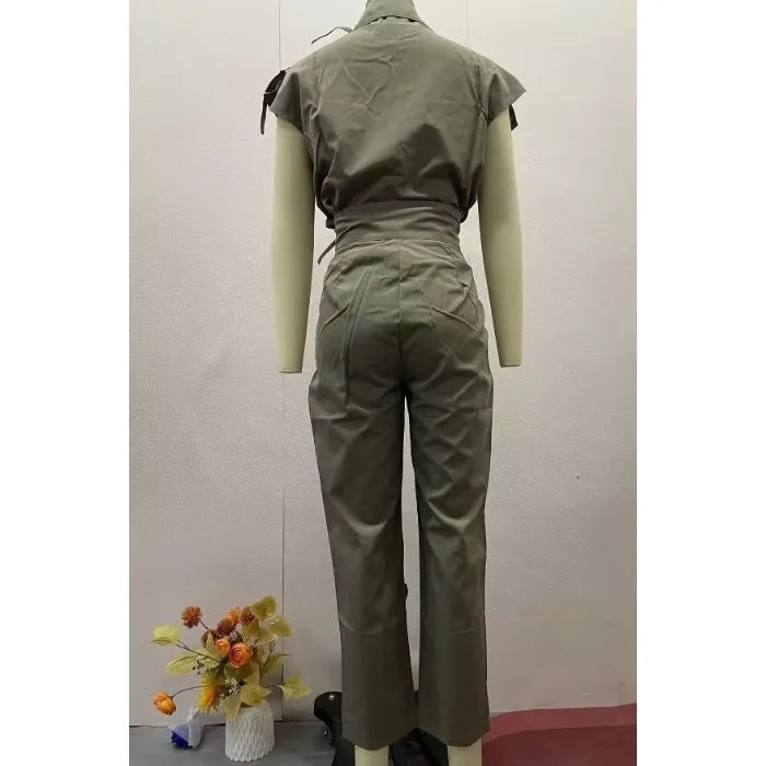 Two Piece Sets - Belt Decorative Pants Set