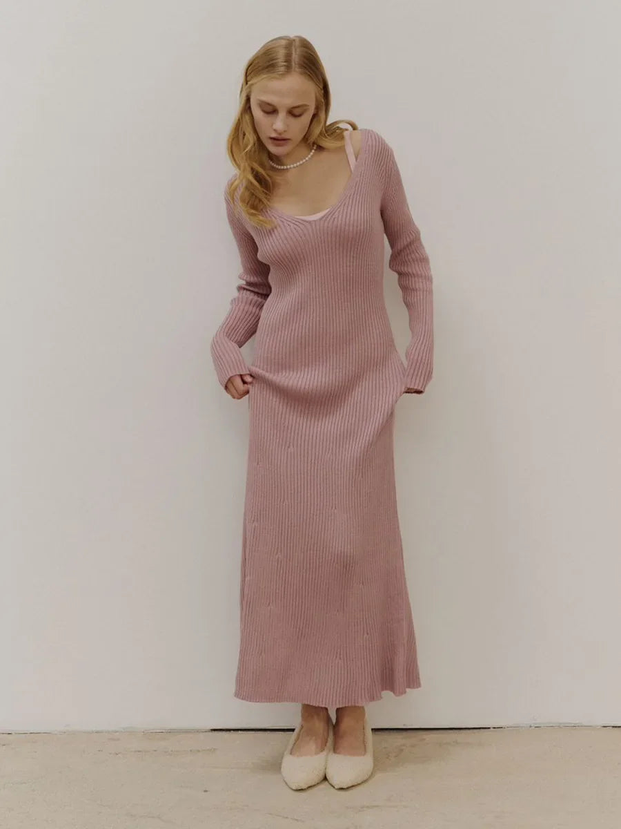 Long sleeve knitted dress