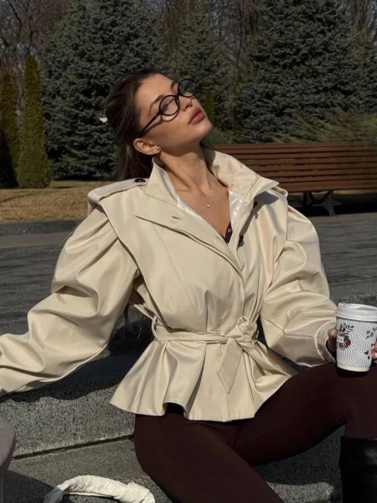 Shoulder Belt Cropped Jacket