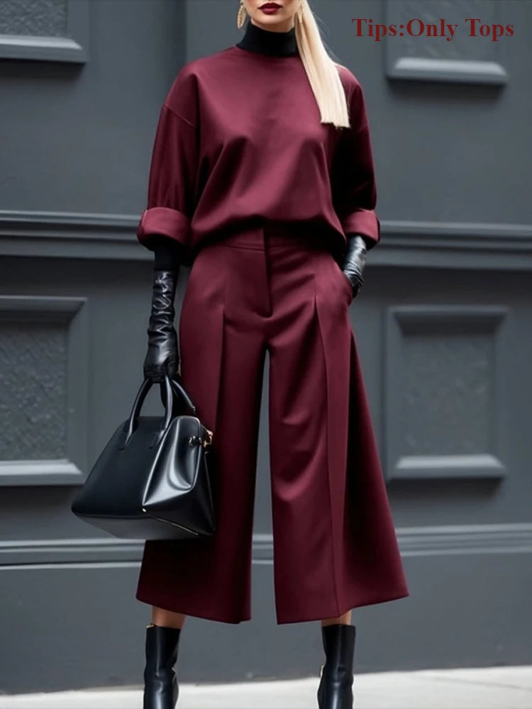 TOP -Burgundy Round Neck Half Sleeves