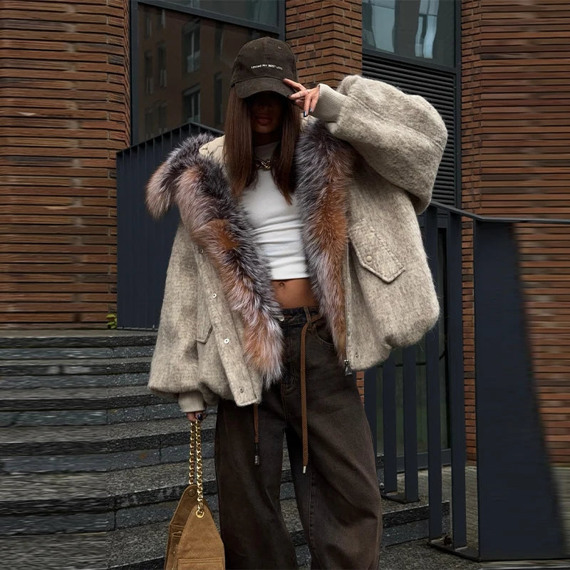 Collar Coat Oversized Winter Hooded Jacket