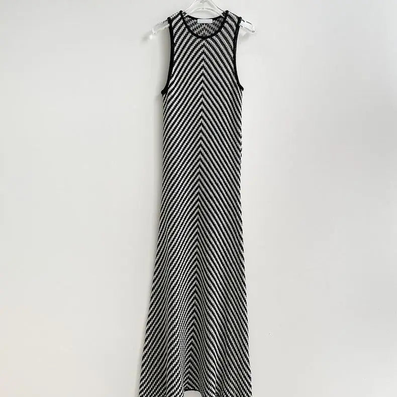 Patchwork Buttocks Slim Fit Sleeveless Knit Dress Summer