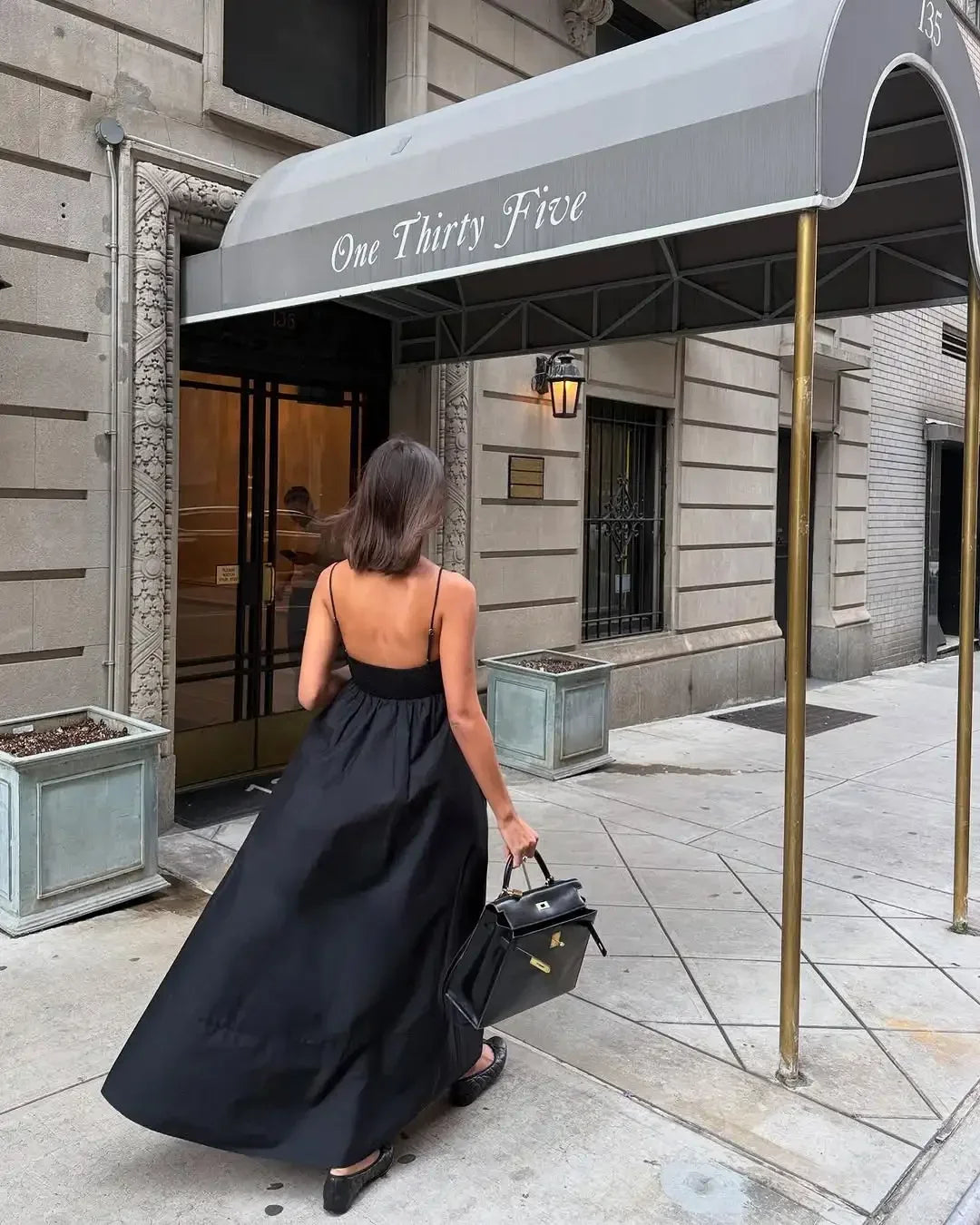 Black Backless Sling Long Dress