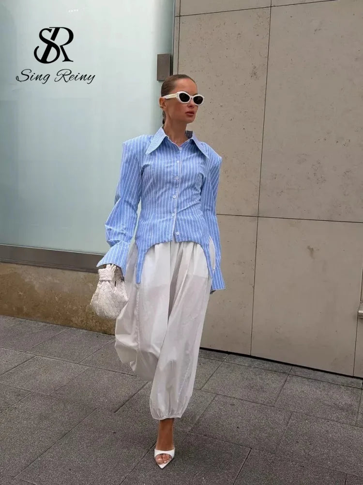 Stripe Slim Shirt -  Trendy Street Blouse