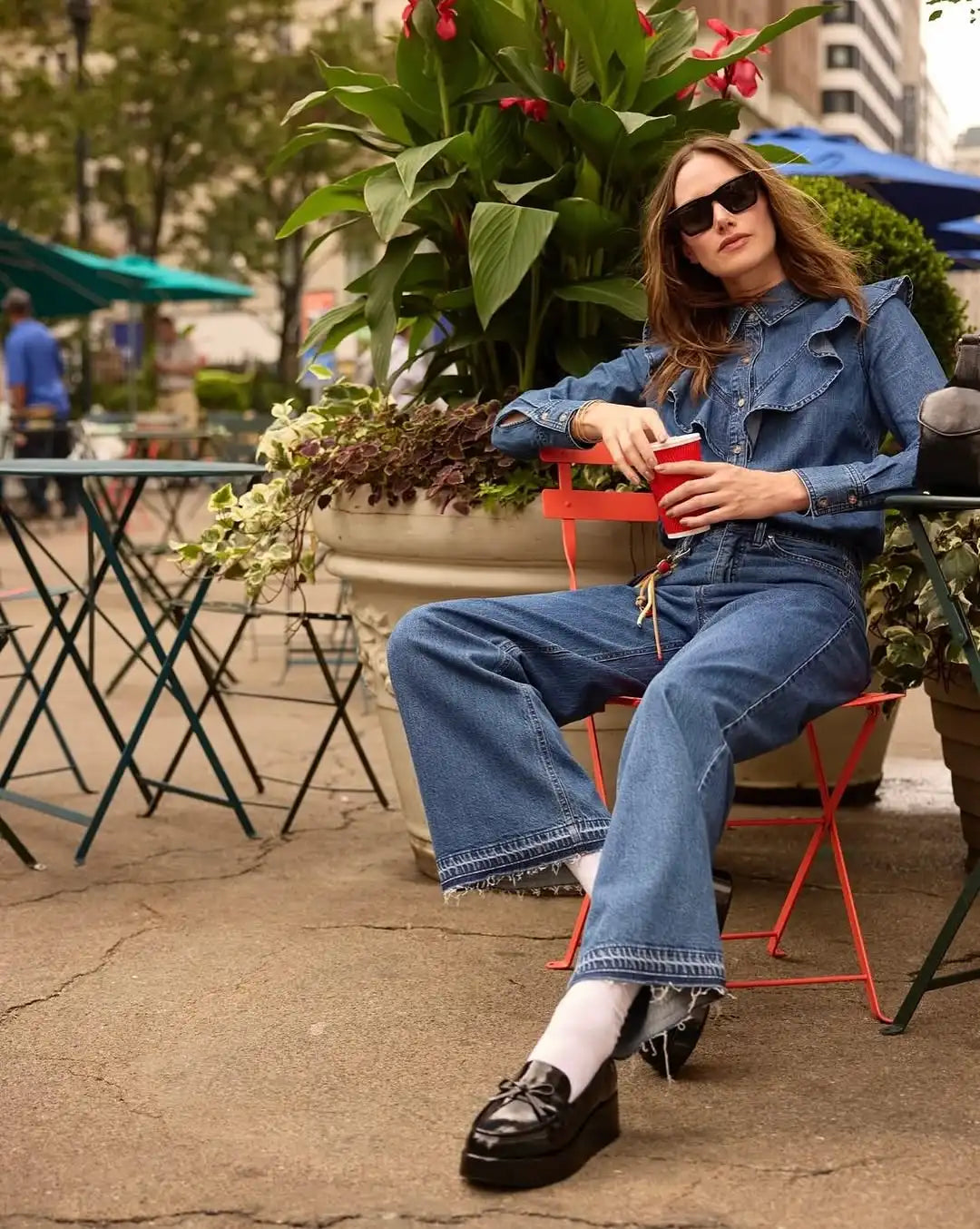Blue Ruffle Denim Jacket 
