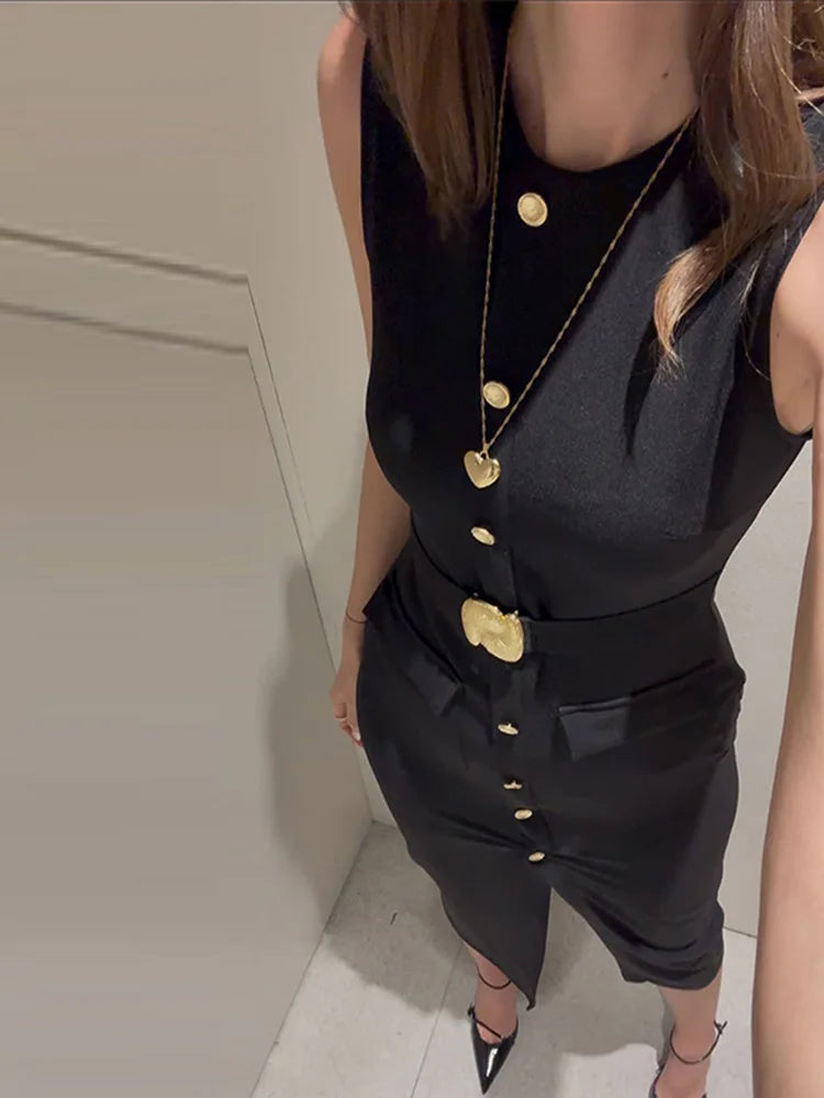 Elegant Dress - Pockets Slim Dress