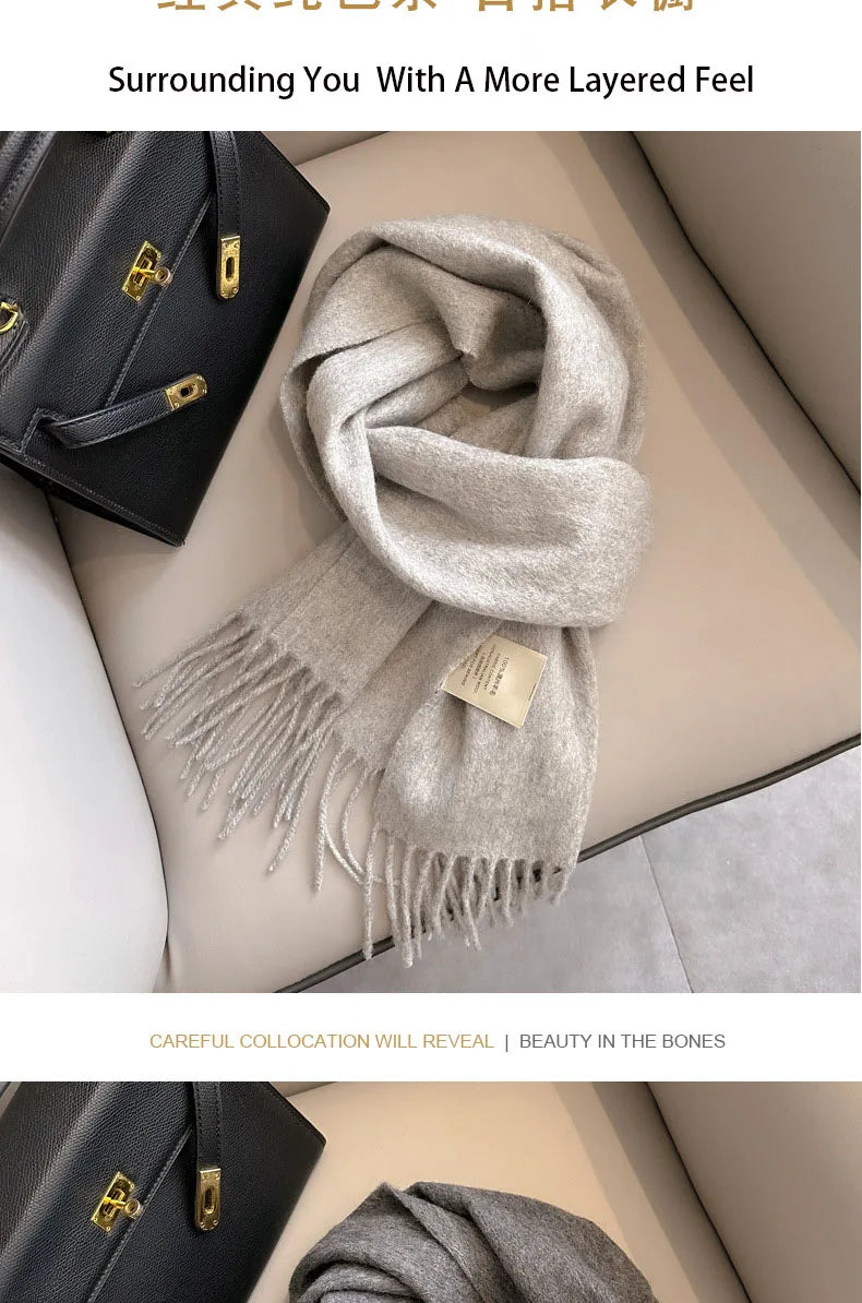 100% Wool Winter Scarf- Warm Cashmere Scarves
