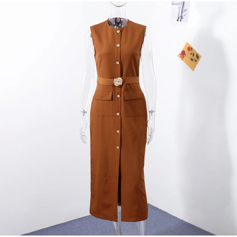 Elegant Dress - Pockets Slim Dress