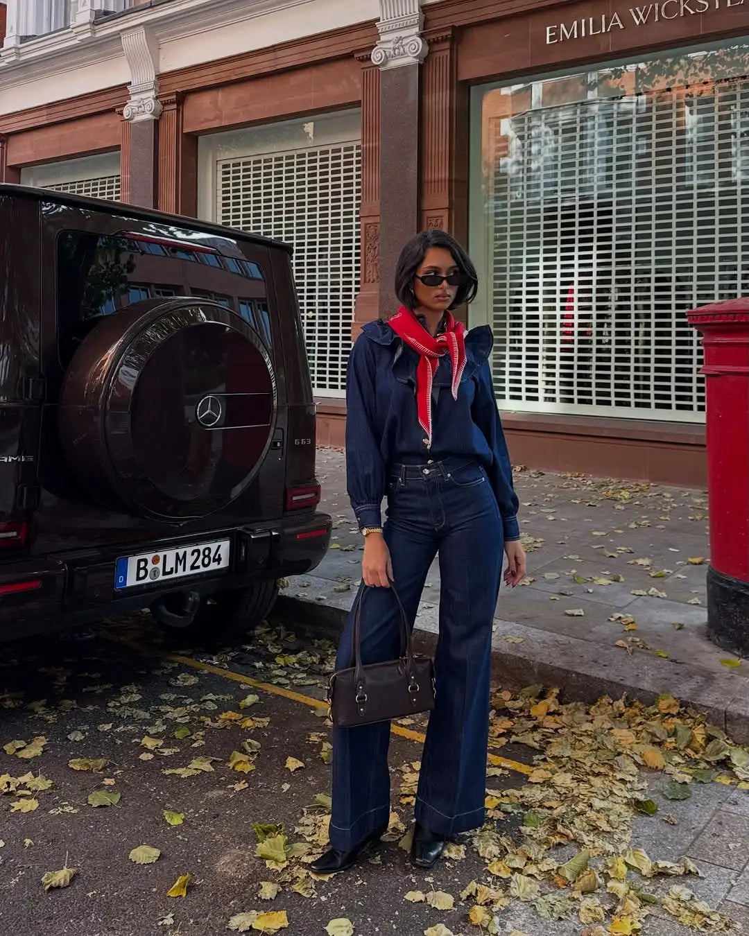 Blue Ruffle Denim Jacket 