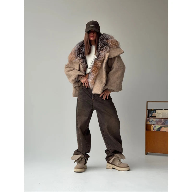 Collar Coat Oversized Winter Hooded Jacket