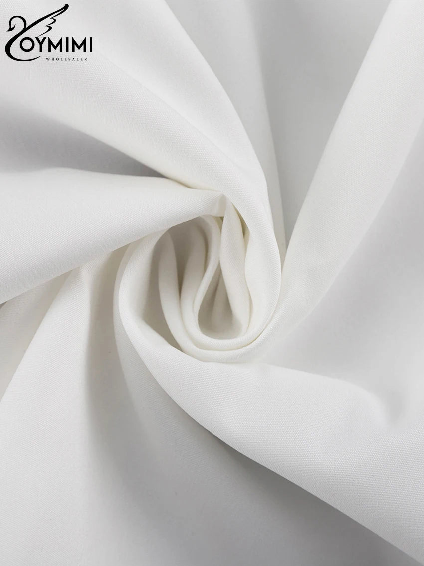 White Woman Blouse -Office Lady Shirts Casual Pockets