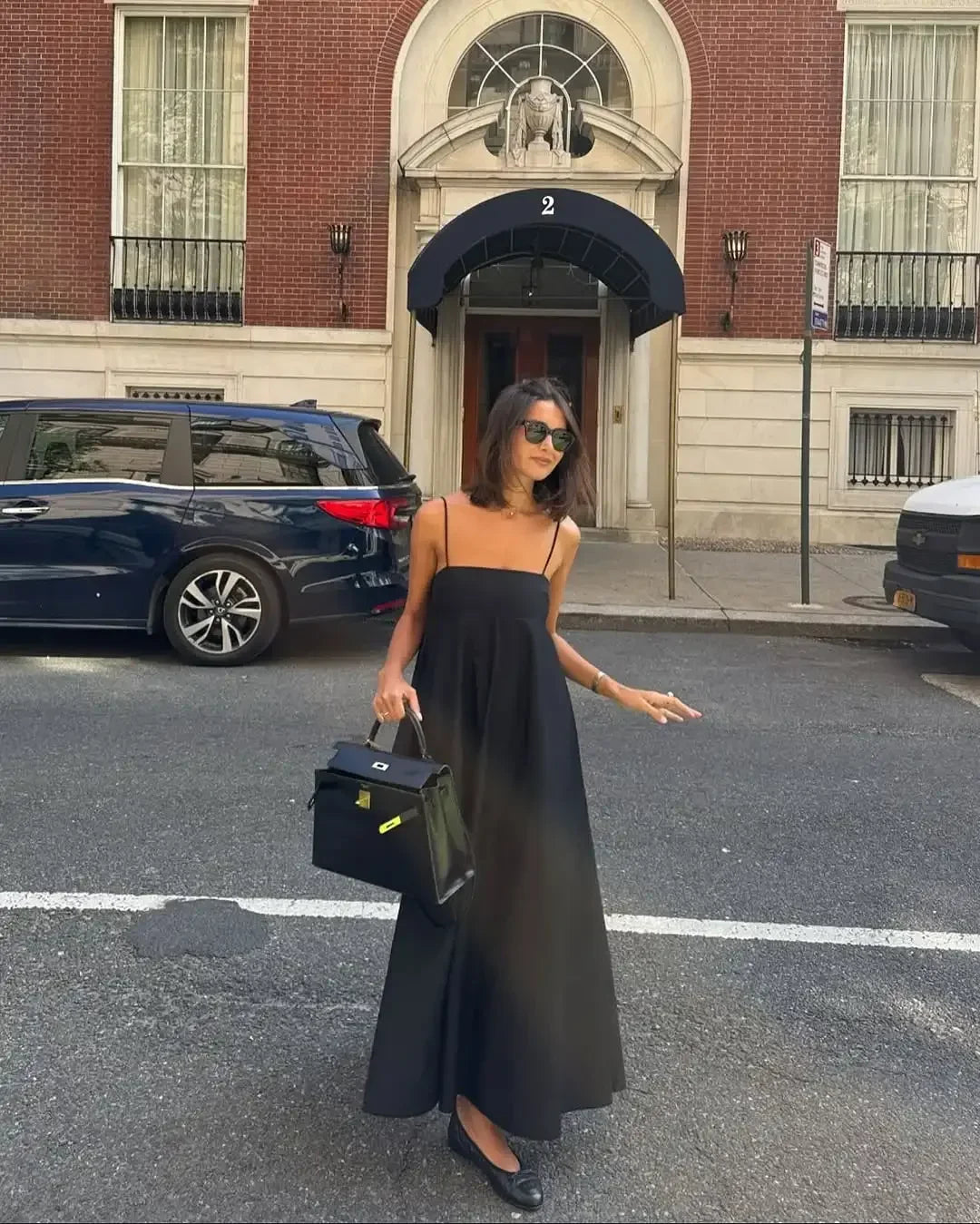 Black Backless Sling Long Dress