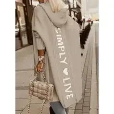 Hooded Cardigan - Letter Printed  Cardigan