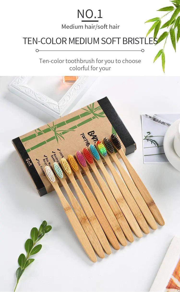 Bamboo Toothbrush -Set Natural Bamboo Toothbrush