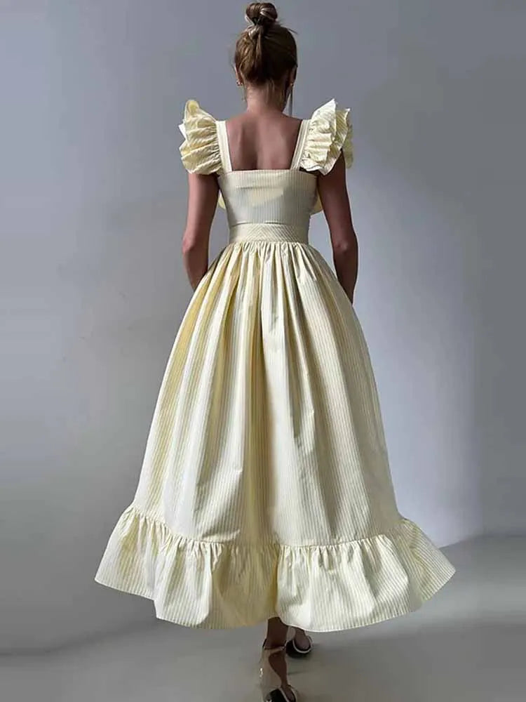 Elegant Ruffle -Flying sleeve dress