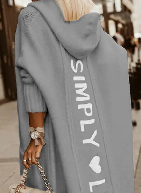 Hooded Cardigan - Letter Printed  Cardigan