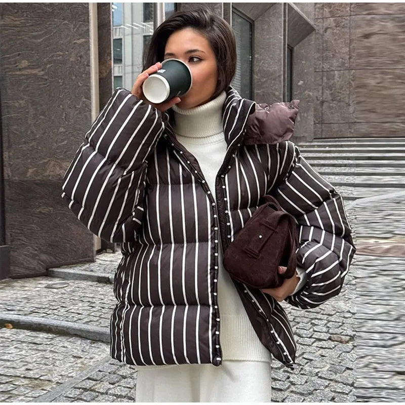 Hooded Cotton Jacket-Zipper Buttons