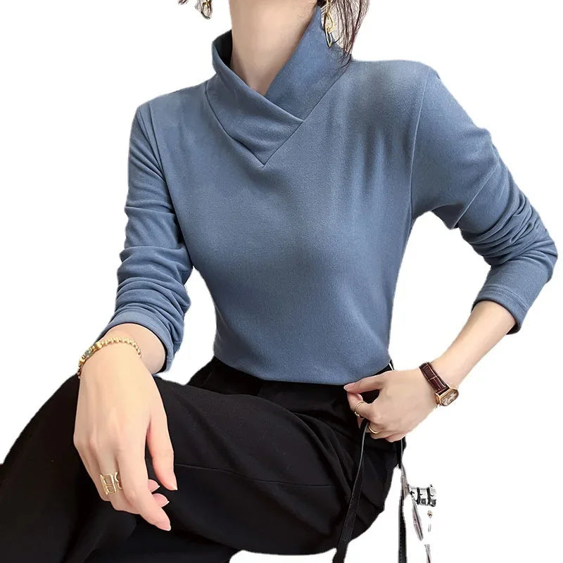 Half High Collar  T-shirt Women's- Autumn Winter Slim