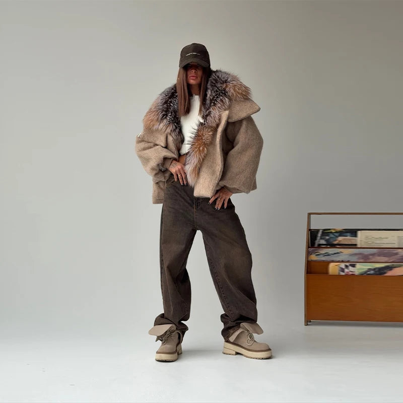 Collar Coat Oversized Winter Hooded Jacket