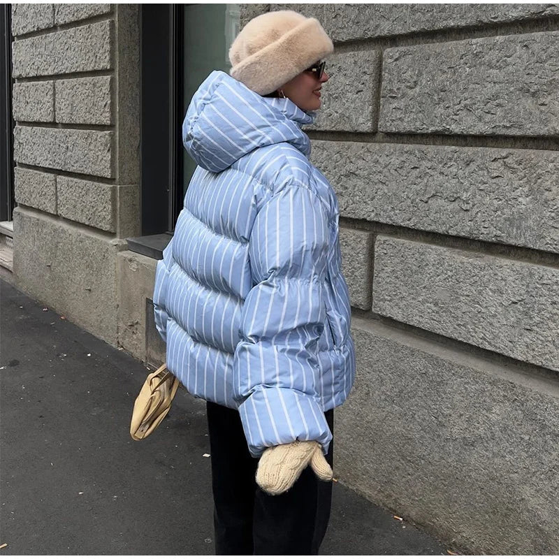 Hooded Cotton Jacket-Zipper Buttons