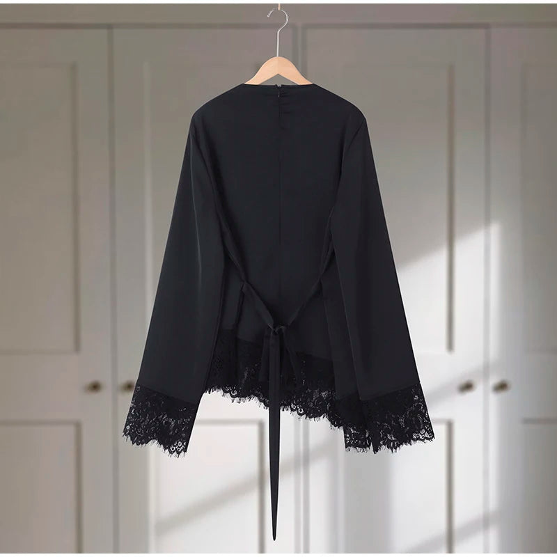 Slim Belted Waist-cinching Round Neck