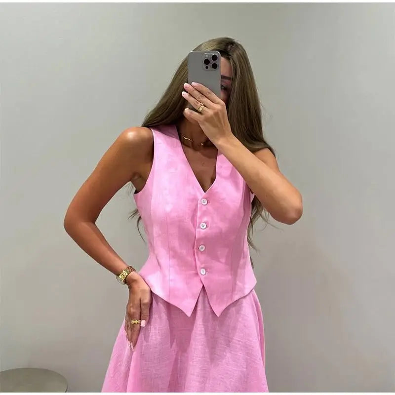 Sets Elegant V-neck - Female Suit Summer